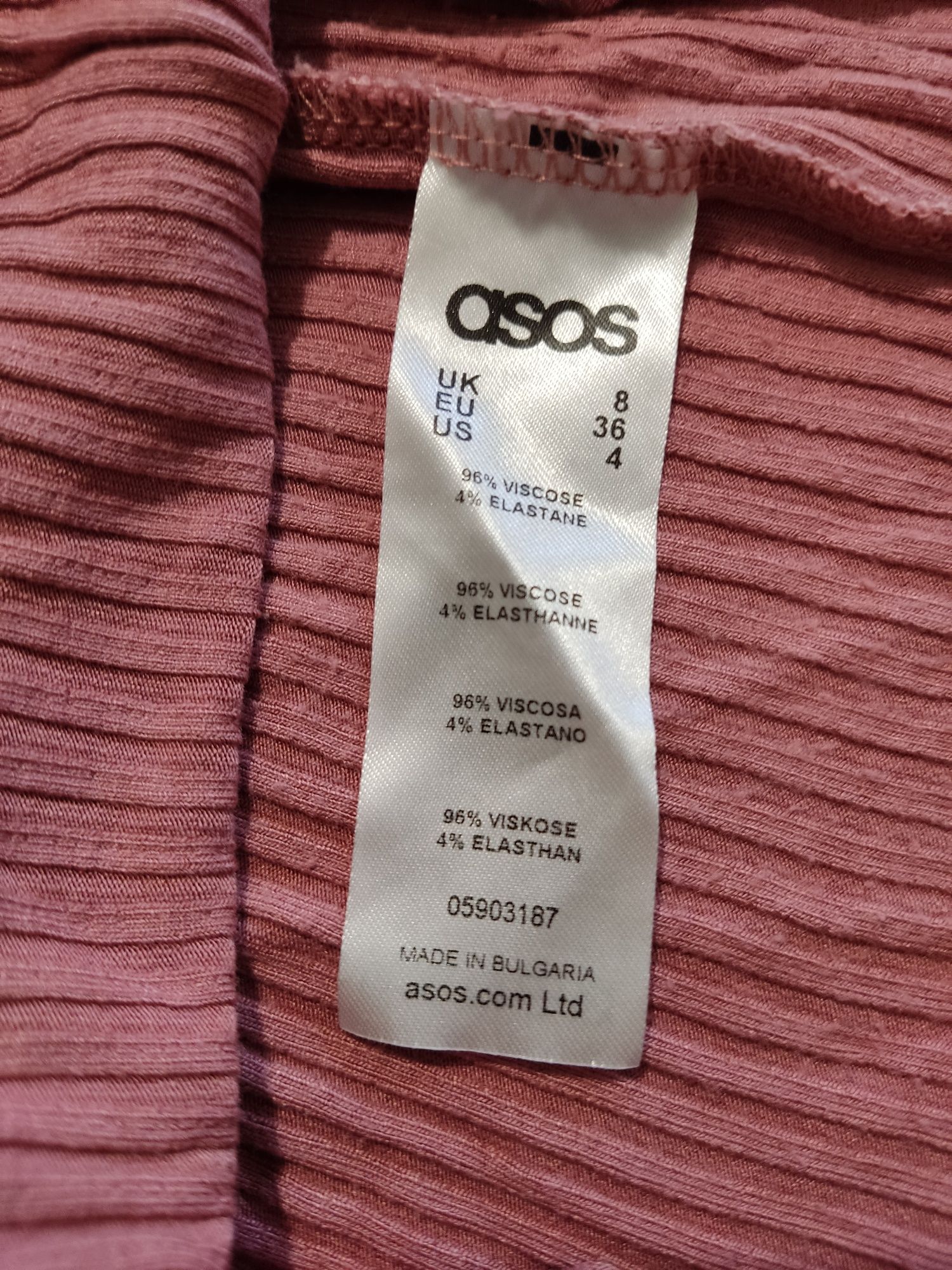 Dopasowana prążkowana sukienka hiszpanka bodycon brudny róż wiskoza