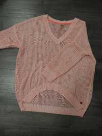 różowy dziergany sweter narzutka krótszy rękaw M/L Only