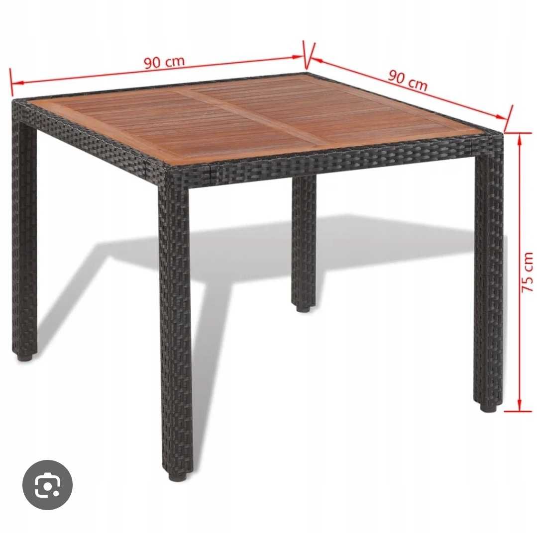 Stół rattan drewno  + 3 krzesła