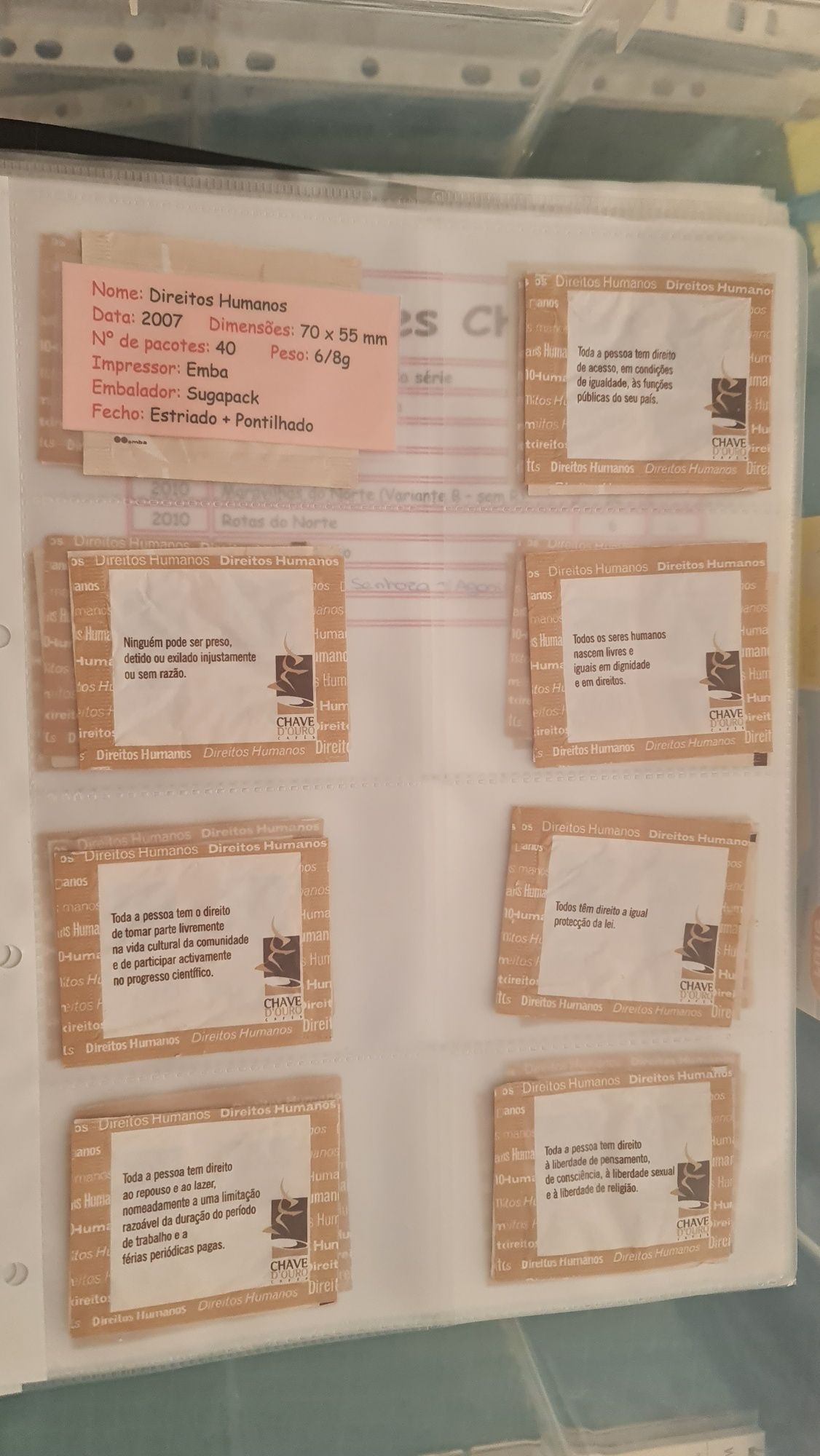 Coleção pacotes de açúcar