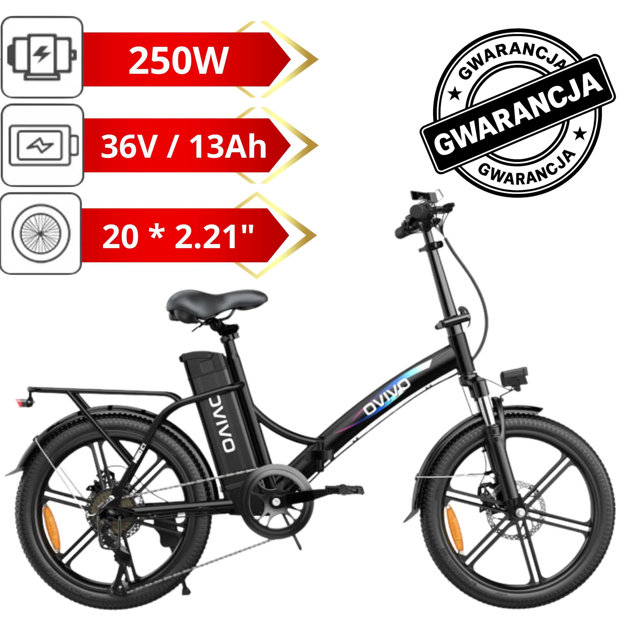 Rower elektryczny OVIVO NEO C1 | 250W | 36V/13Ah | Czarny | Gwarancja!