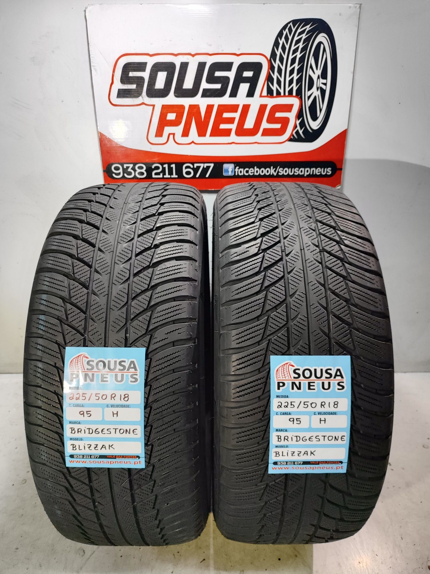 2 pneus semi novos Bridgestone 225/50R18 98H RFT Oferta dos Portes