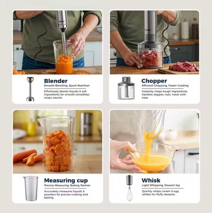 Ручний блендер ROUNY, 4в1, 1000ВТ