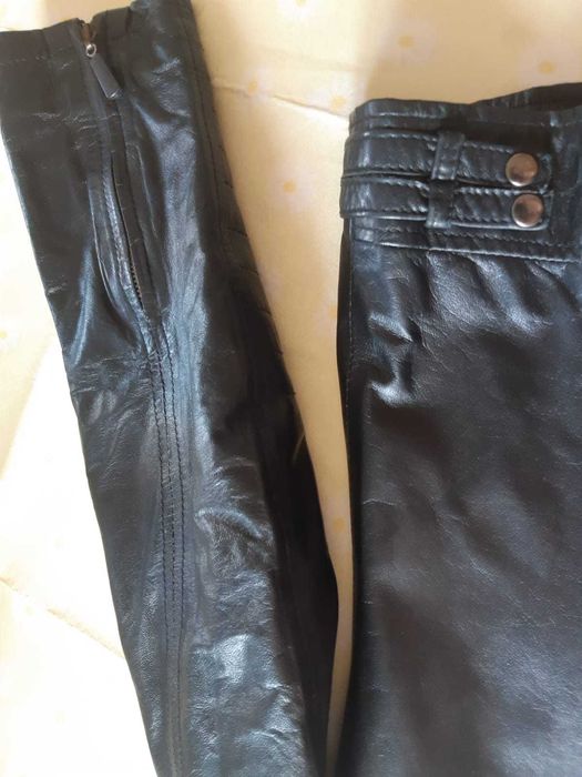 Casaco em pele genuína, preto, também para motard, design muito bonito