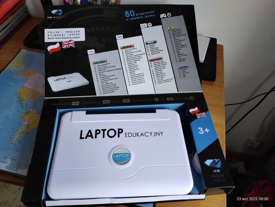 Laptop Edukacyjny dla dzieci 3+, 2 x 80 programów  polski-angielski