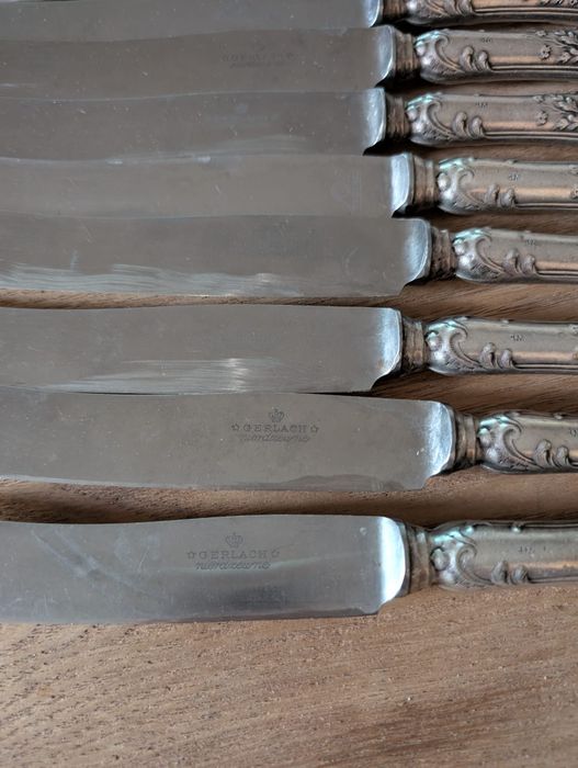 Stare zdobione noże Gerlach 12 sztuk