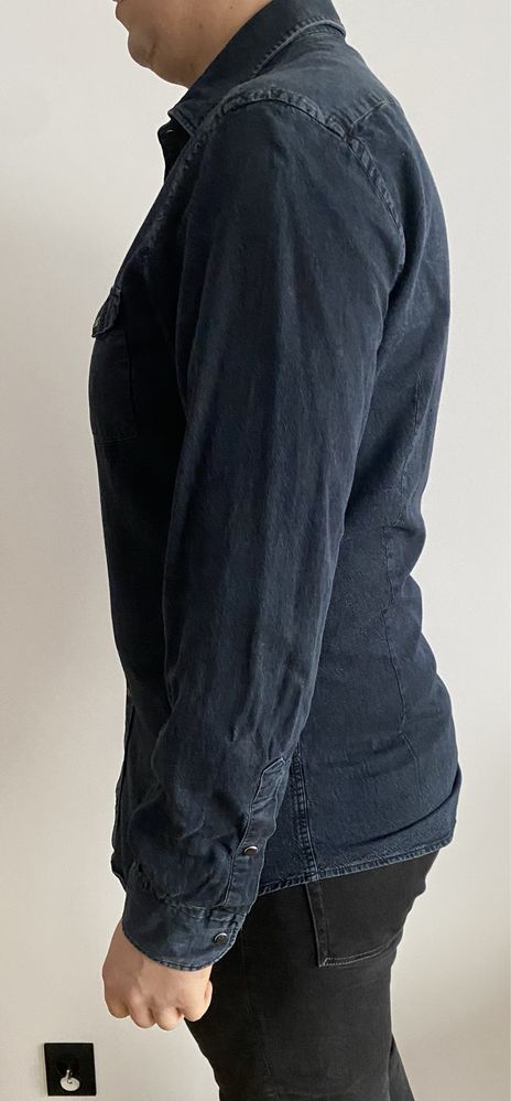 Koszula jeans massimo dutti L granatowa