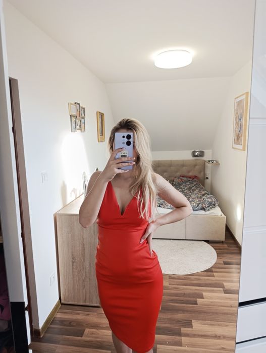 Sukienka ASOS imprezowa koktajlowa sylwester MIDI dekolt sexy kobieca