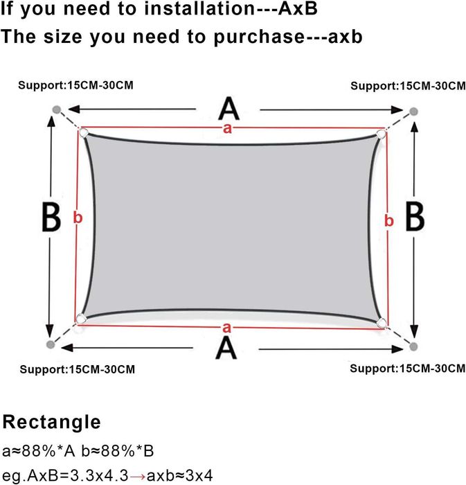 COOL AREA żagiel przeciwsłoneczny prostokątny 3x4,5m