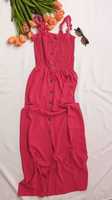 Sukienka na lato maxi długa różowa na ramiączkach uniwersalna S M