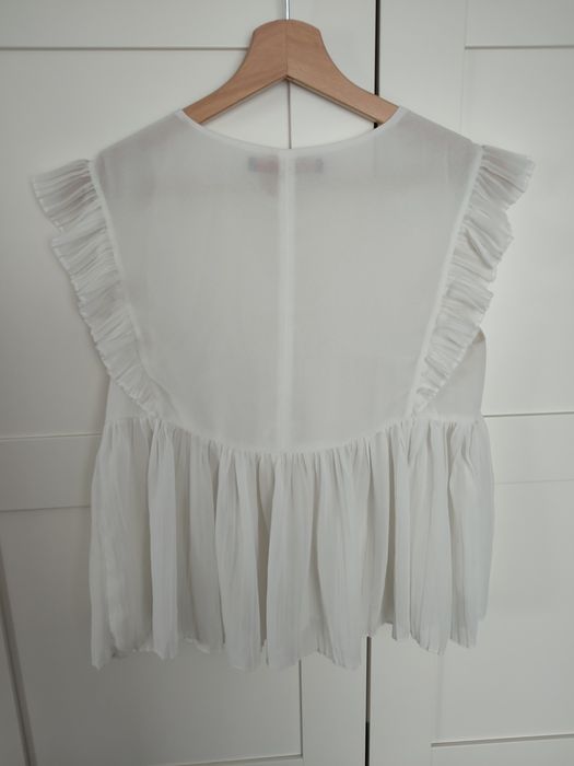 Zara elegancka biała bluzka XS plisy marszczenia