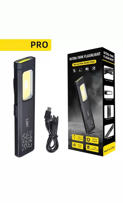 Надтонкий багато-функціональний LED фонарик.Магнітний-Компактний-TypeC