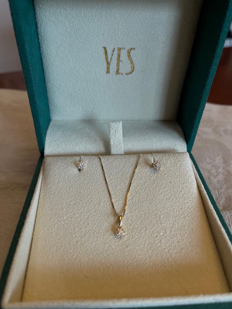 Łancuszek Zawieszka Kolczyki DIAMENTY Yes
