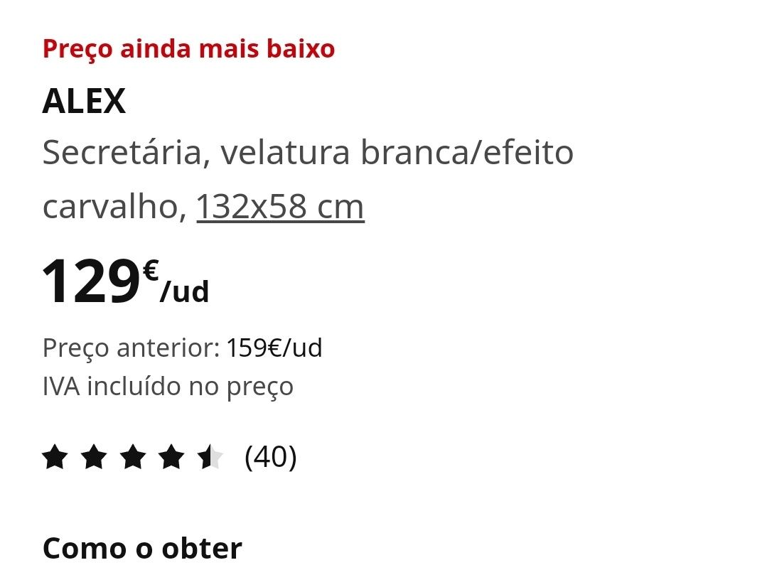 IKEA ALEX Secretária 132x58 ( como nova )