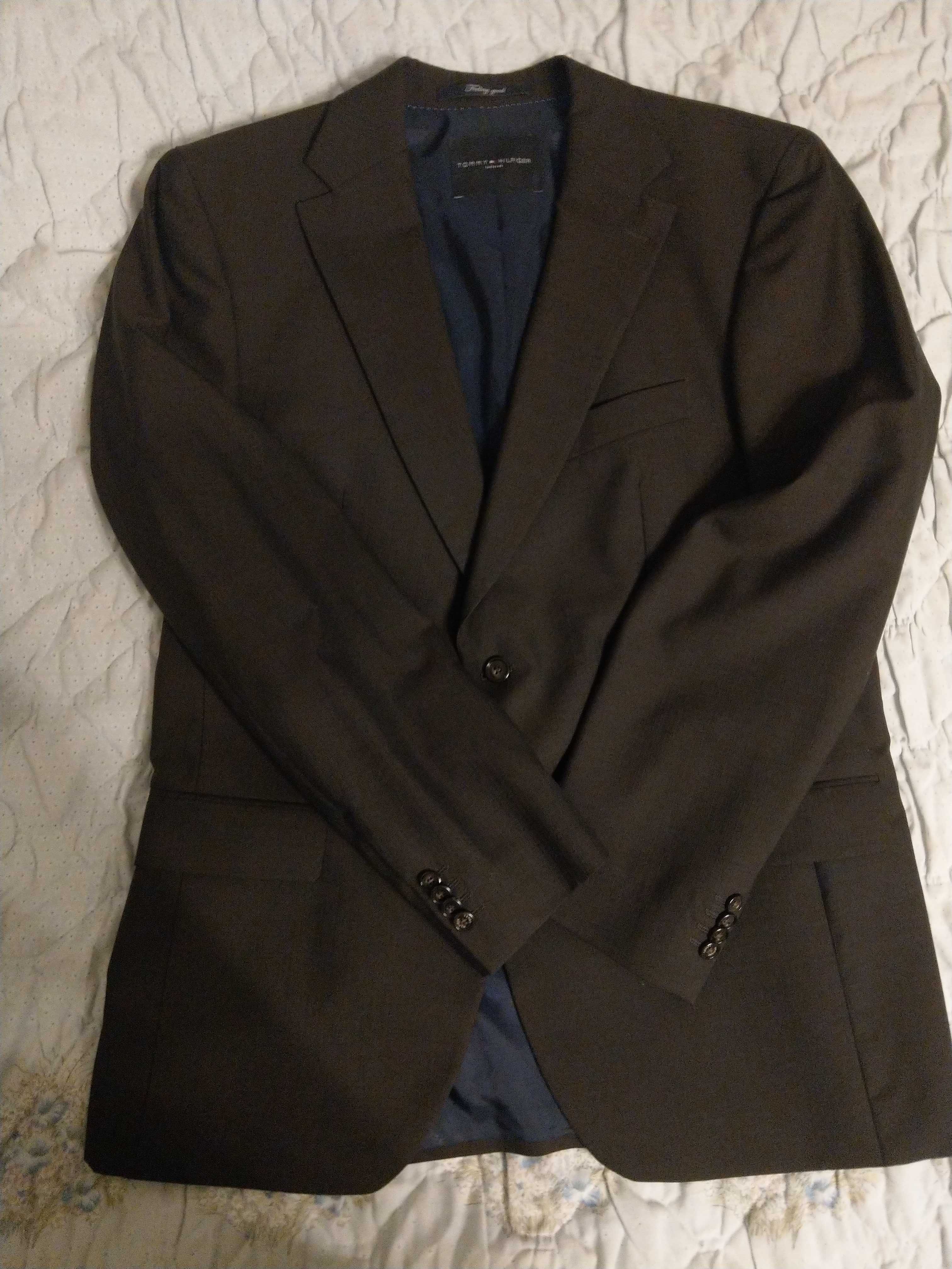 Nowa Tommy Hilfiger elegancka marynarka brazowa meska 100% welna