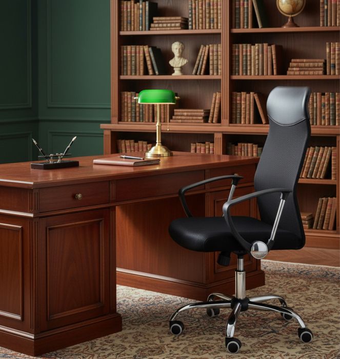 Fotel biurowy obrotowy czarny, regulowany, komfortowy, TILT,