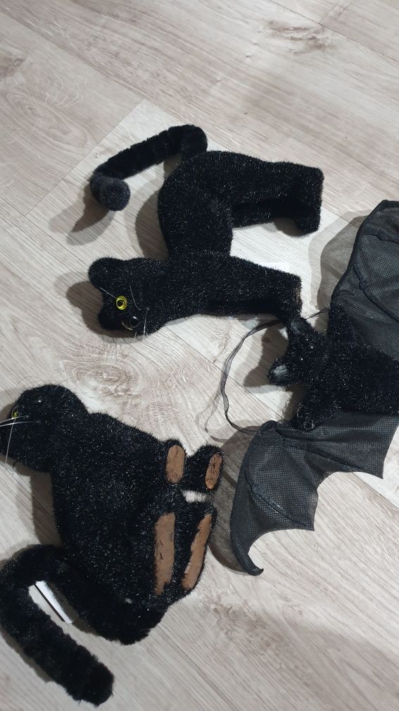 Kot czarny nietoperz figurki dekoracje ozdoby na taras z floku  3 szt