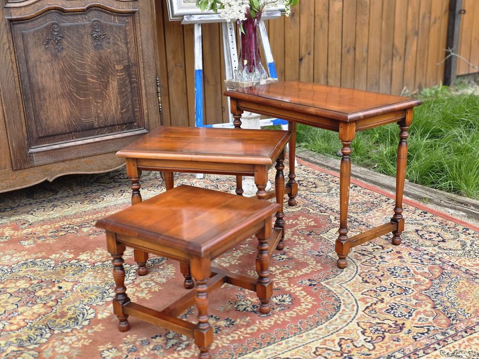 Stoliki 3 szt trojak drewniane wiśniowe #1724 Stylowy Węgrów