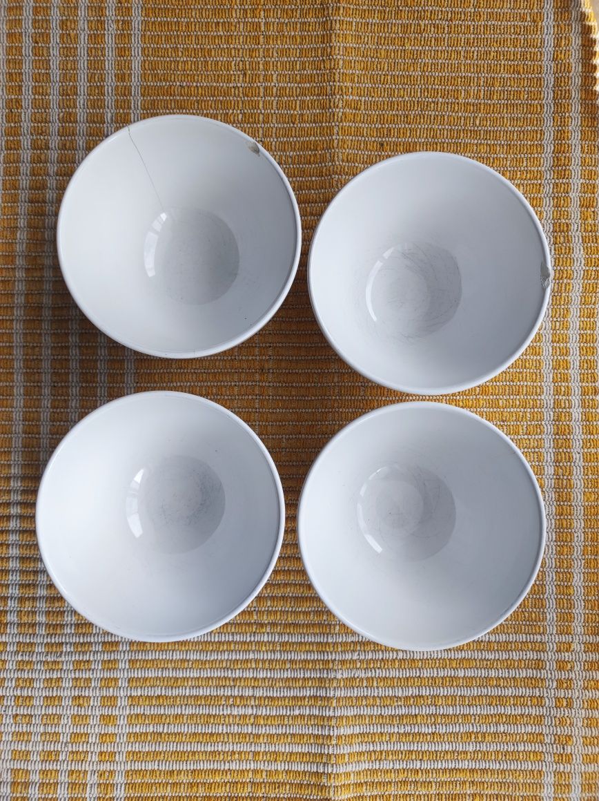 Conjunto de 4 tigelas grandes brancas Vista Alegre porcelana grossa