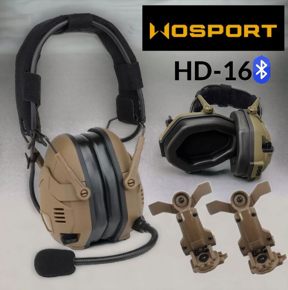 Тактичні активні навушники (гарнітура) Wosport HD-16 з Bluetooth