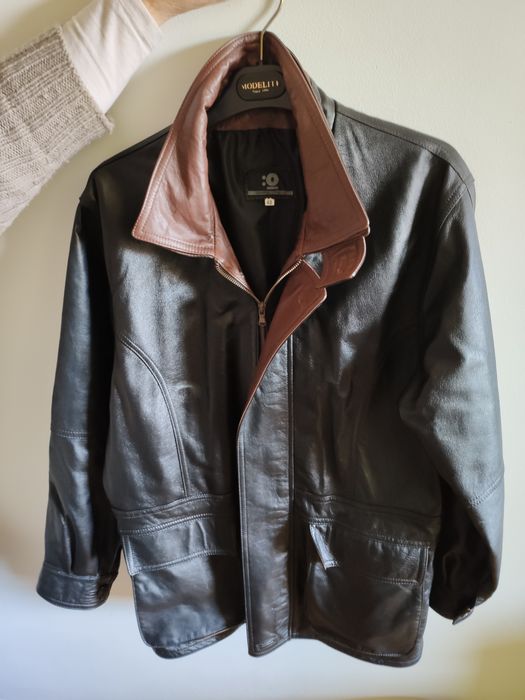 Casaco de pele Preto e Castanho