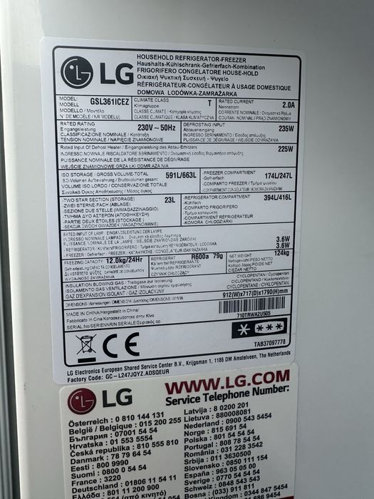 Холодильник Side by Side LG GSL361 з Німеччини