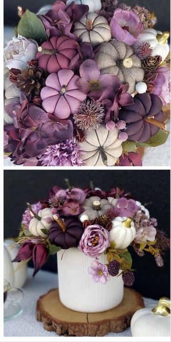 Piękny jesienny  bukiet z dyniami