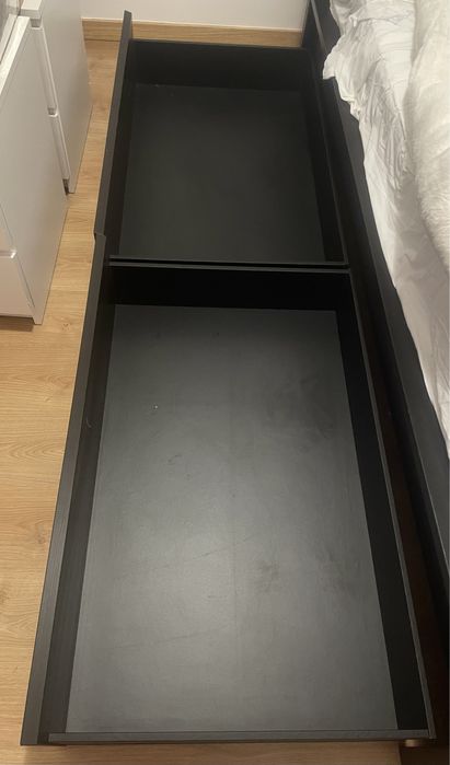 Estrutura cama c/4 gavetões, preto castanho.