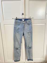 Jasne jeansy H&M z rozcięciami/ dziurami na kolanach rozmiar xxs/xs
