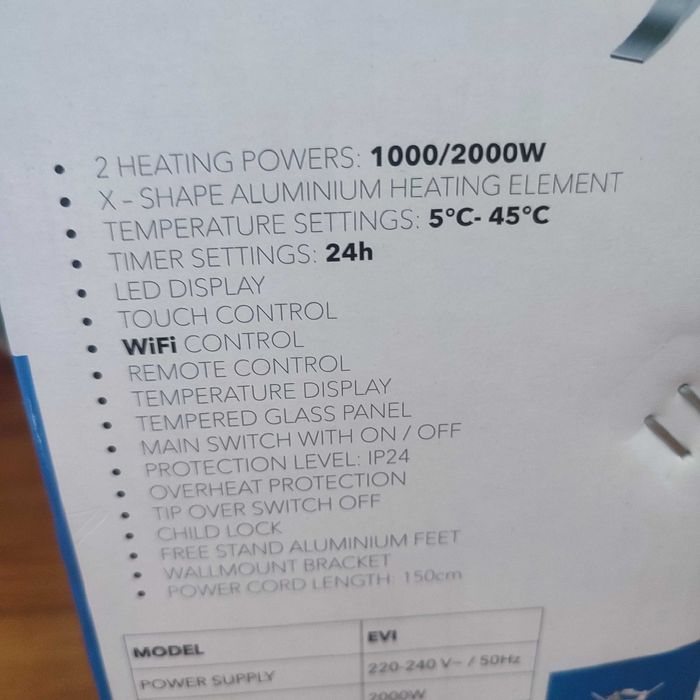 Grzejnik elektryczny  Eberg 2000 wat  LED wifi