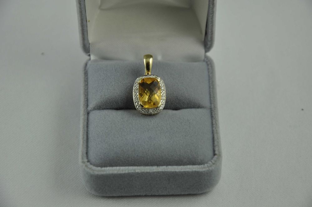 Apart złota zawieszka 14K/585 z diamentami i cytrynem