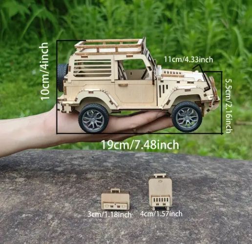 Пазл 3D дерев'яний конструктор позашляховик джип для дітей та дорослих