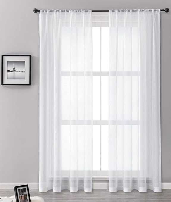 Mrtrees Zasłony przezroczyste Białe 2 szt. 140x260cm Tunel