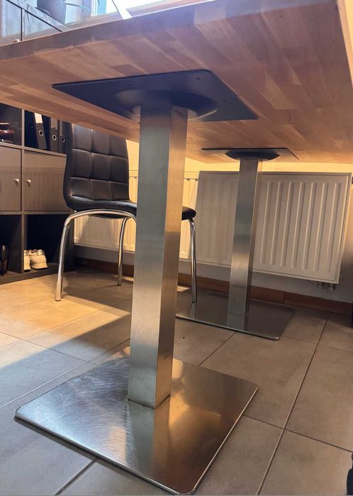 Postument do stołu, podstawa, noga metalowa, srebrna