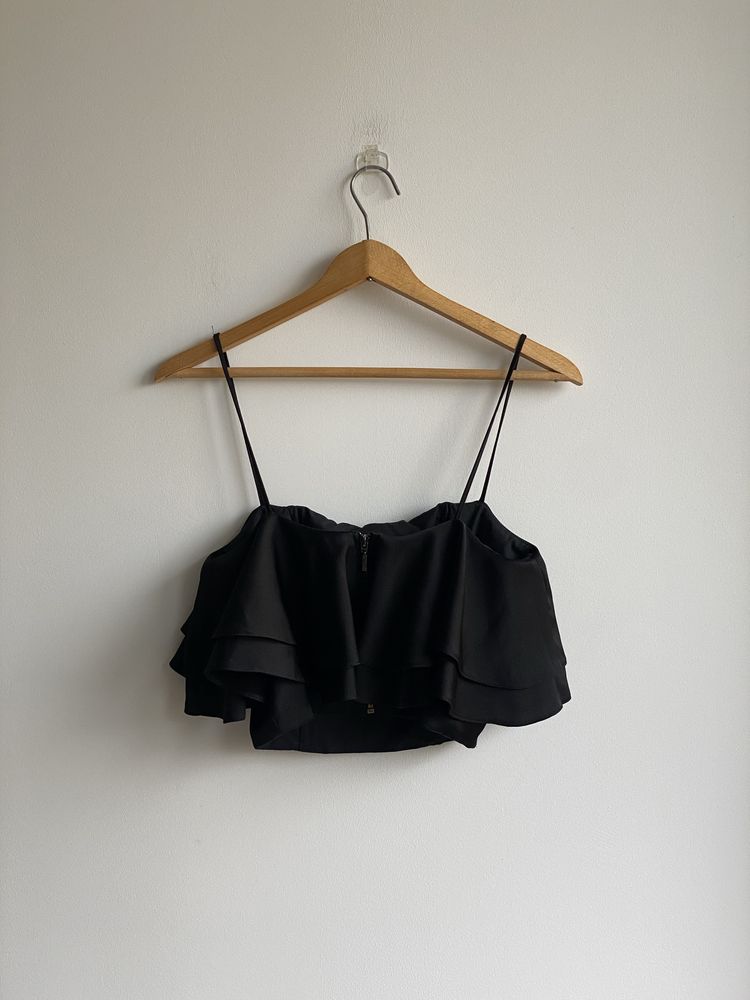 Topshop czarny crop top hiszpanka S 36 bez ramiączek