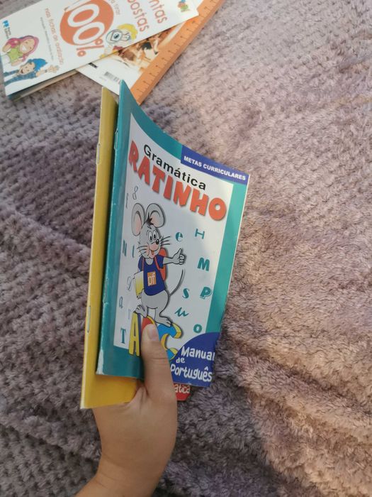 Conjuntos de livros da escola e um livro grande para ler todos os dias