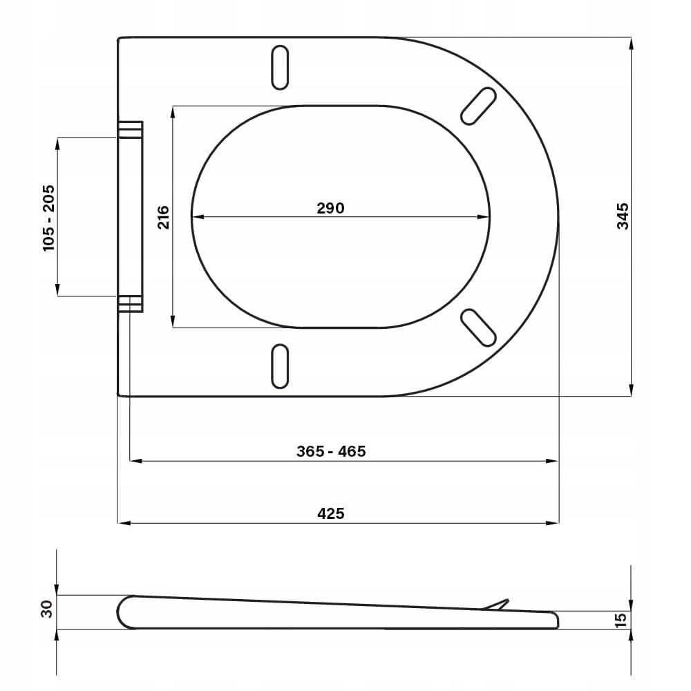 Uniwersalna Regulowana Deska Sedesowa Z Polipropylenu 425X345X30Mm
