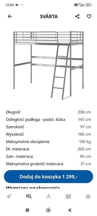 Łóżko na antresoli