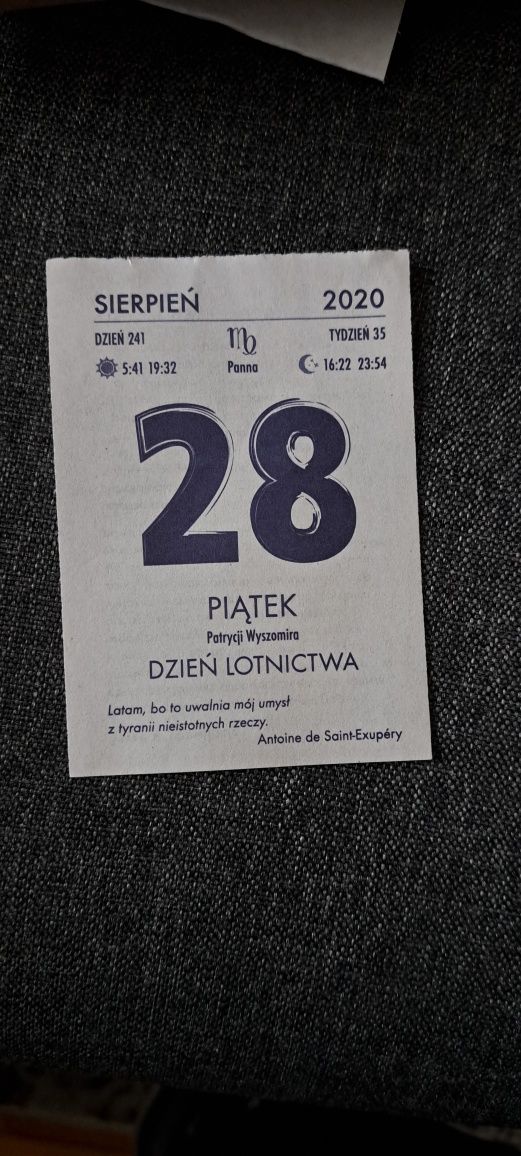 Kartka z kalendarza data ślub rocznica urodziny 2018, 2019, 2020
