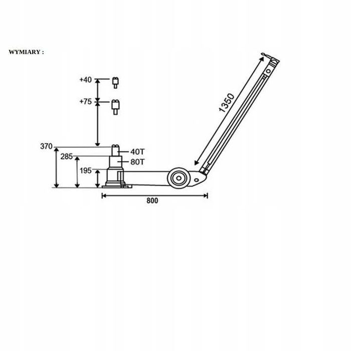 Пневматичний, підкатний домкрат на 80 тон + ШЛАНГ TIR