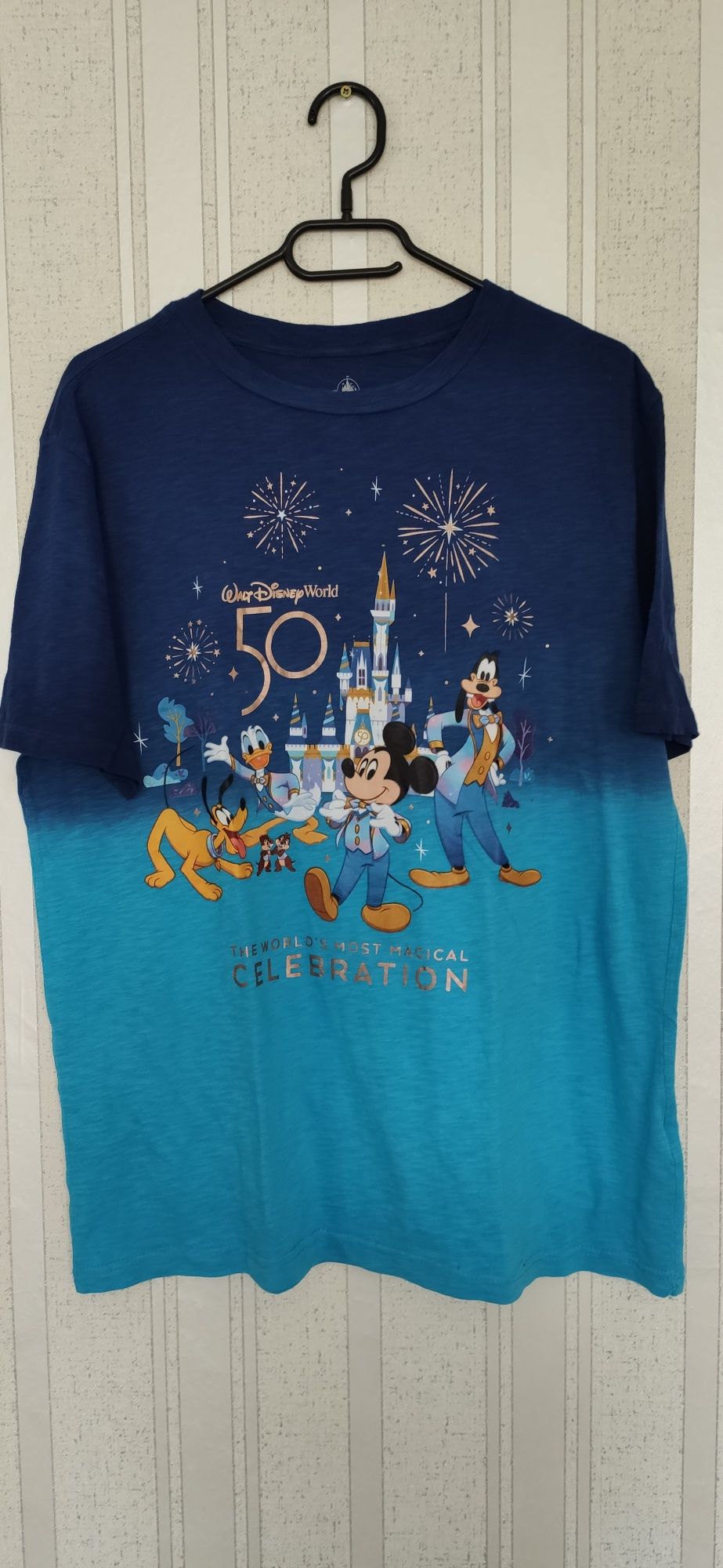 Koszulka Walt Disney World na 50 lecie Disney z bawełny 2yK tur,nieb