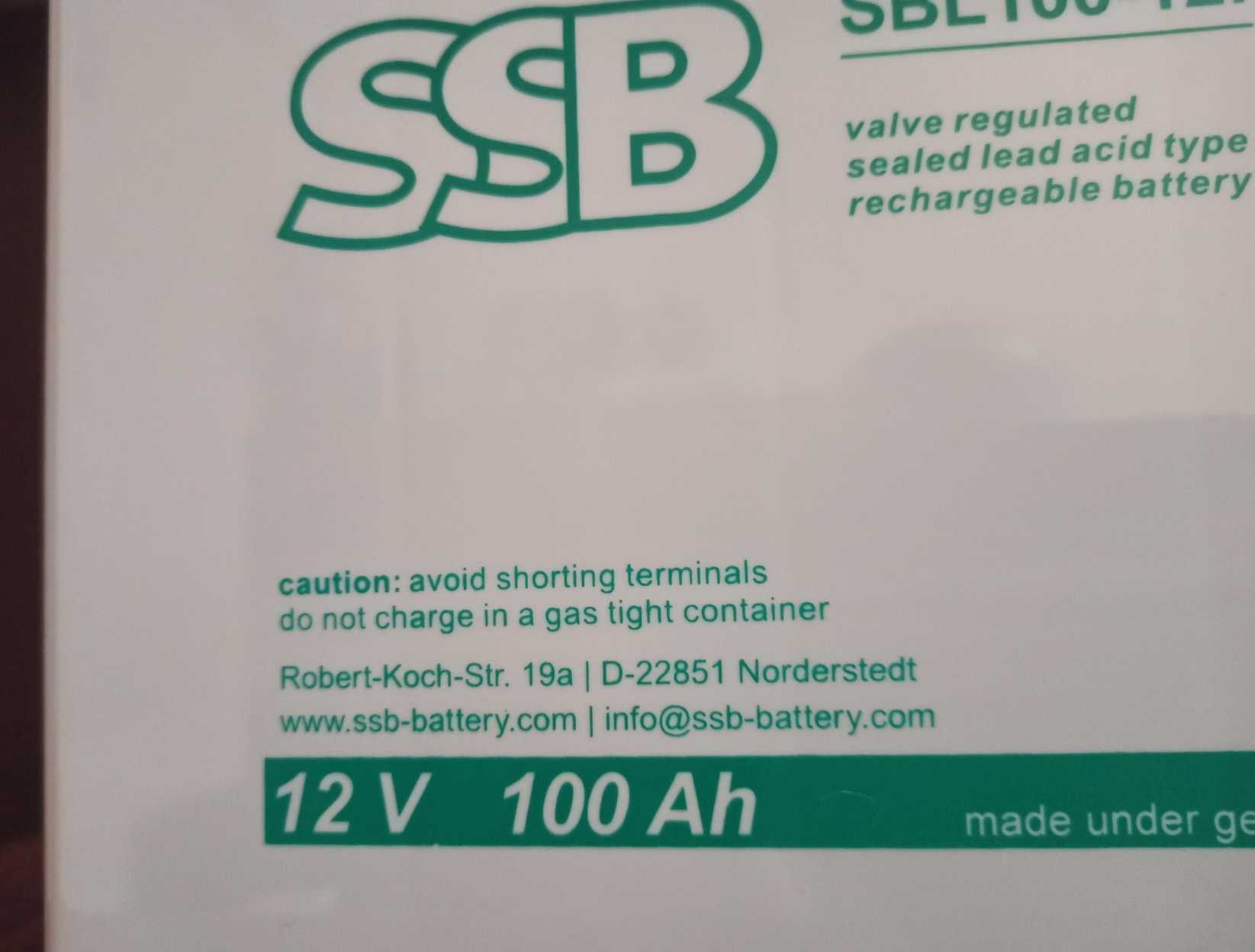 Гелевий акумулятор SSB SBL100-12i 12V 100Ah