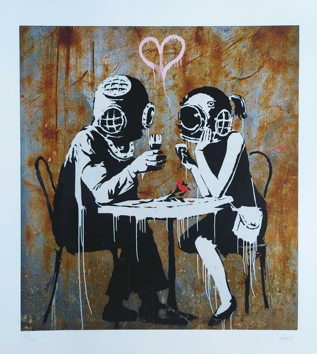 Banksy reprodukcja grafika "Think Tank" certyfikat