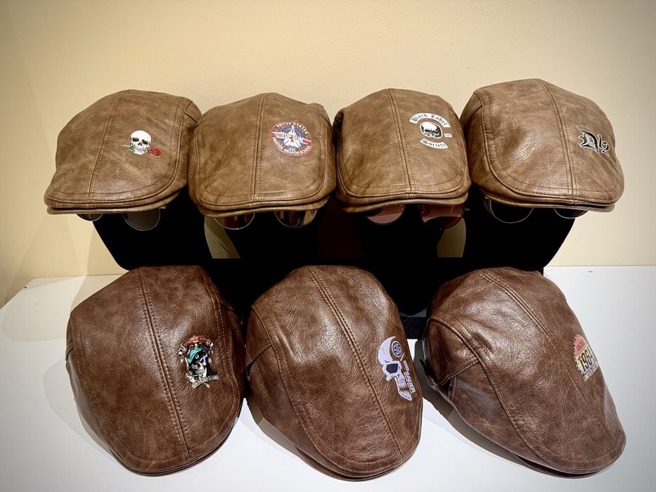 Czapka męska skórzana motocyklowa