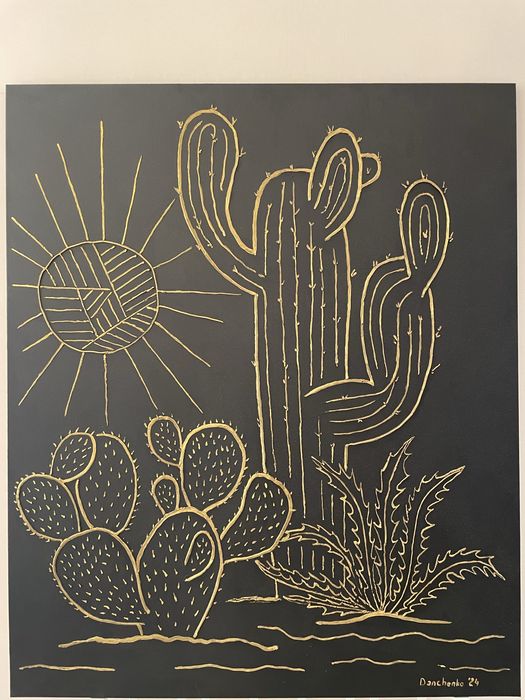 Картина ручної роботи “Золоте Сонце пустелі” | Акрил, текстурна паста