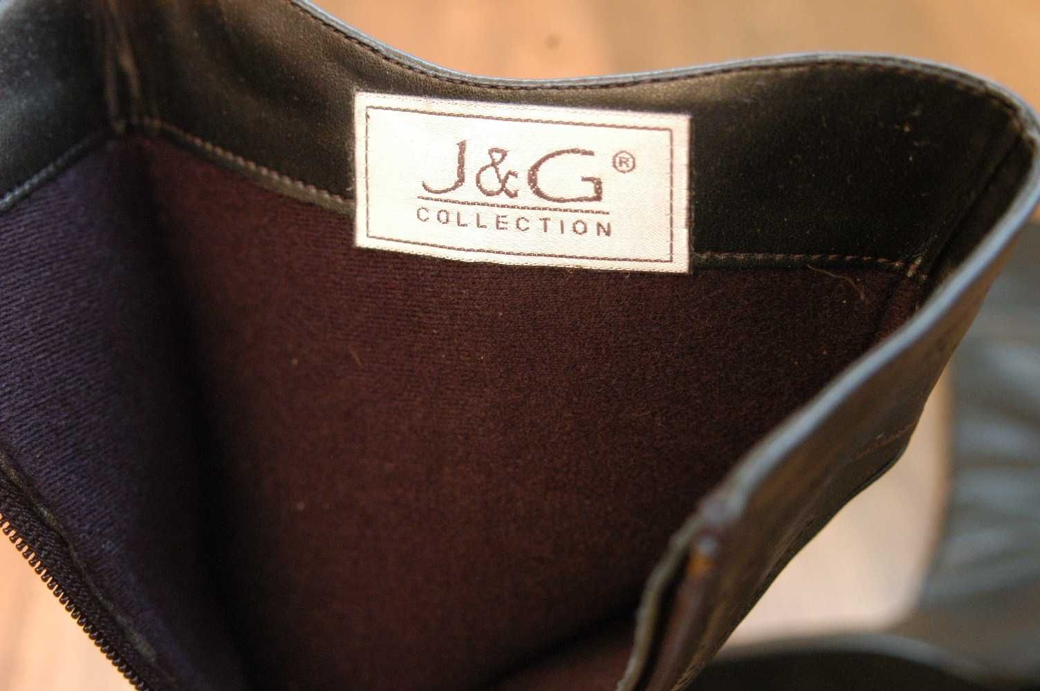 czarne skórzane kozaki J&G Collection - rozmiar 36