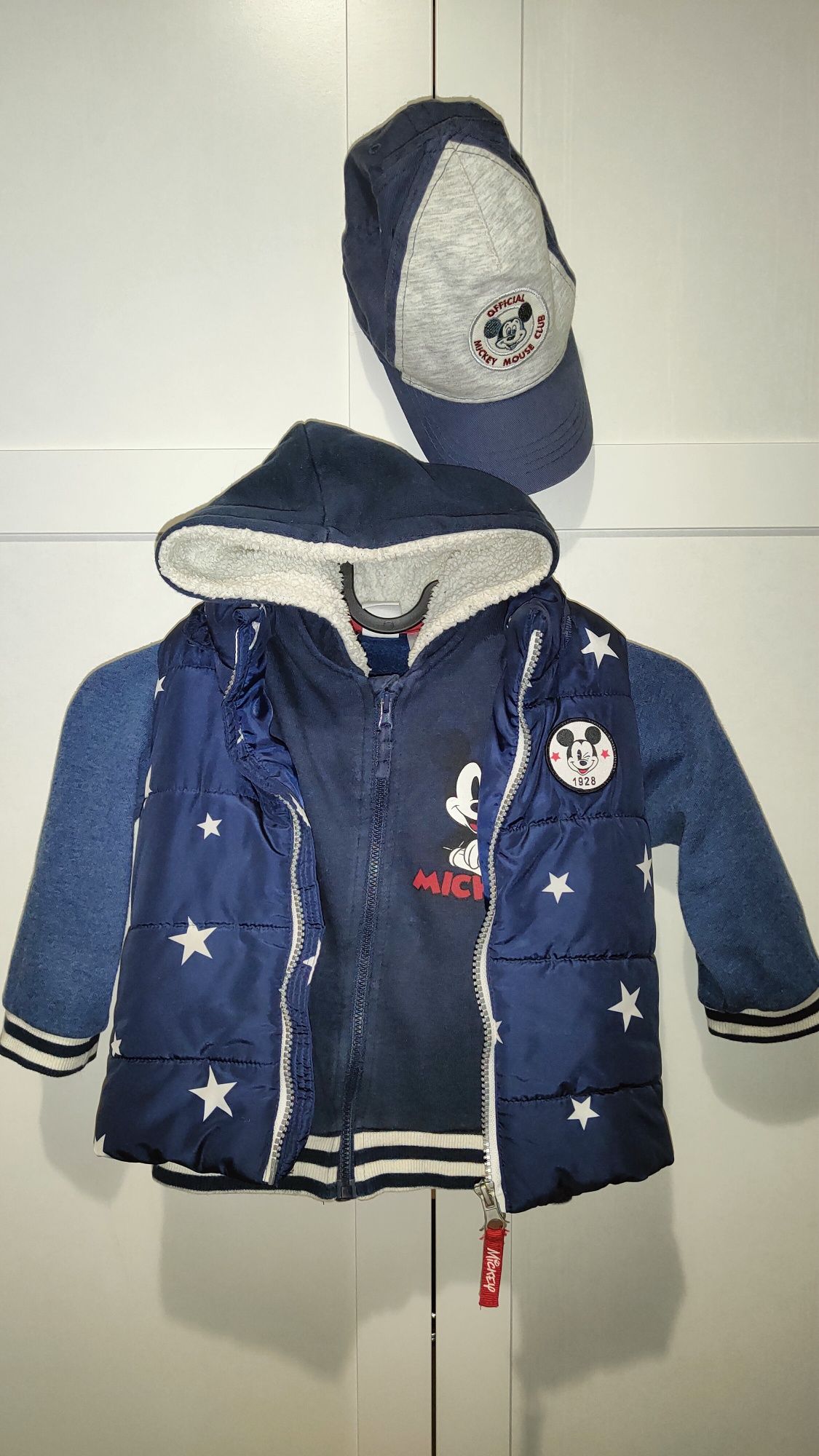 Bluza kamizelka czapka z daszkiem H&M Myszka Mickey