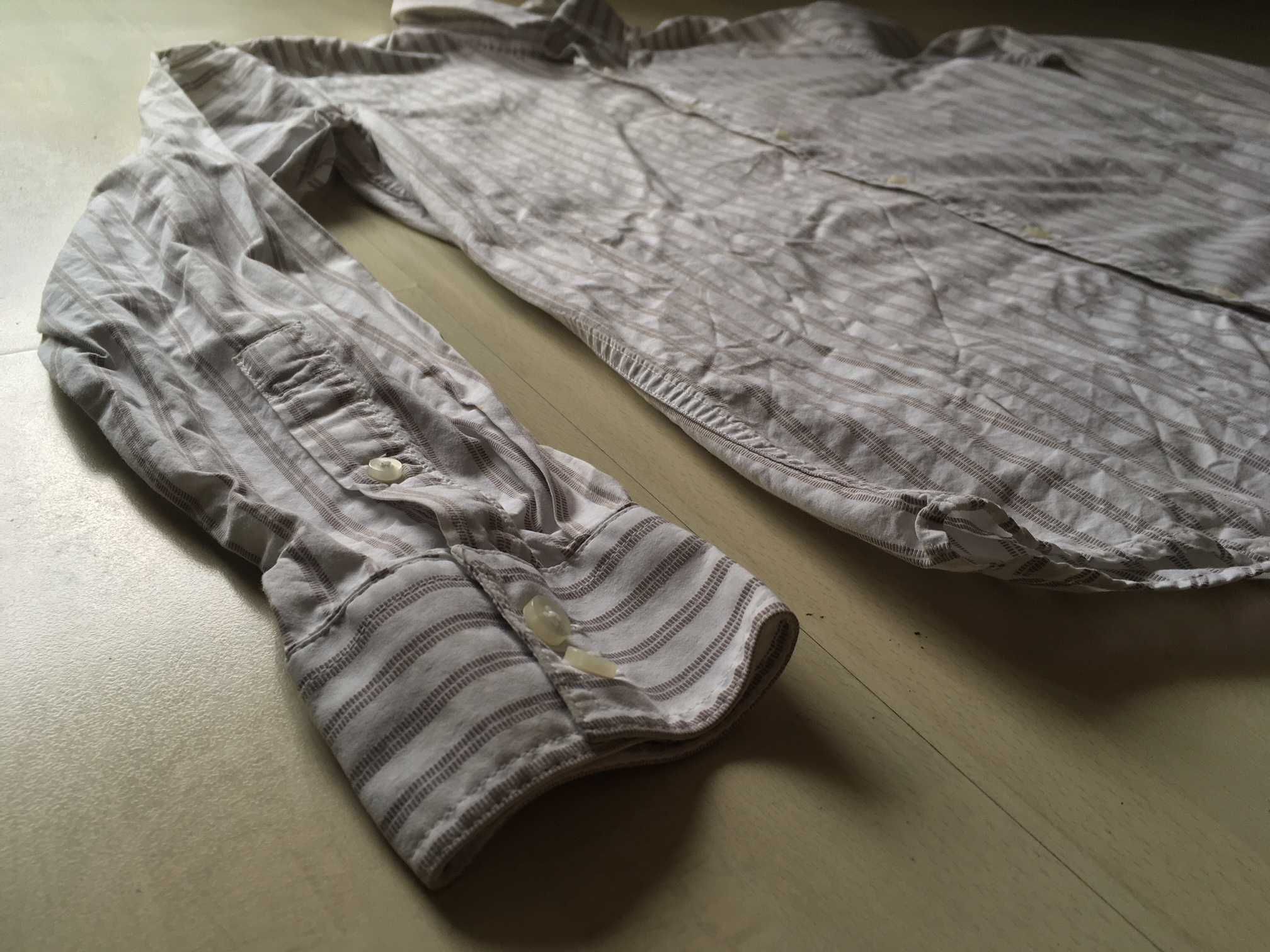 Elegancka Stylowa Koszula Męska Biała w Pasy r.L