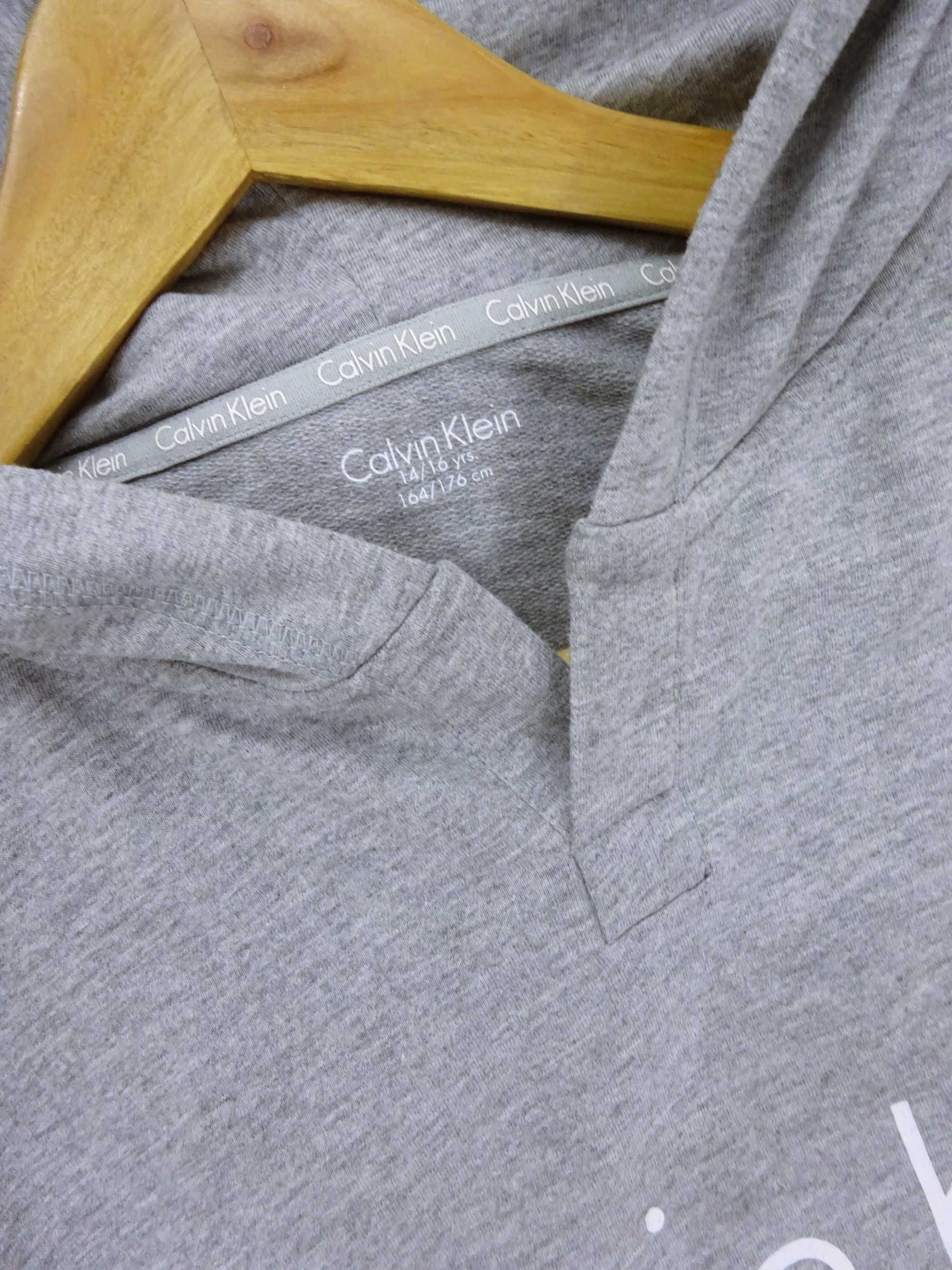 D52 Dresowa bluza damska Calvin Klein kaptur szara cienka M 38