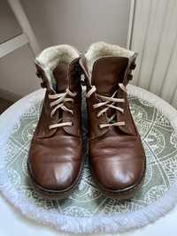 Skórzane buty damskie zimowe